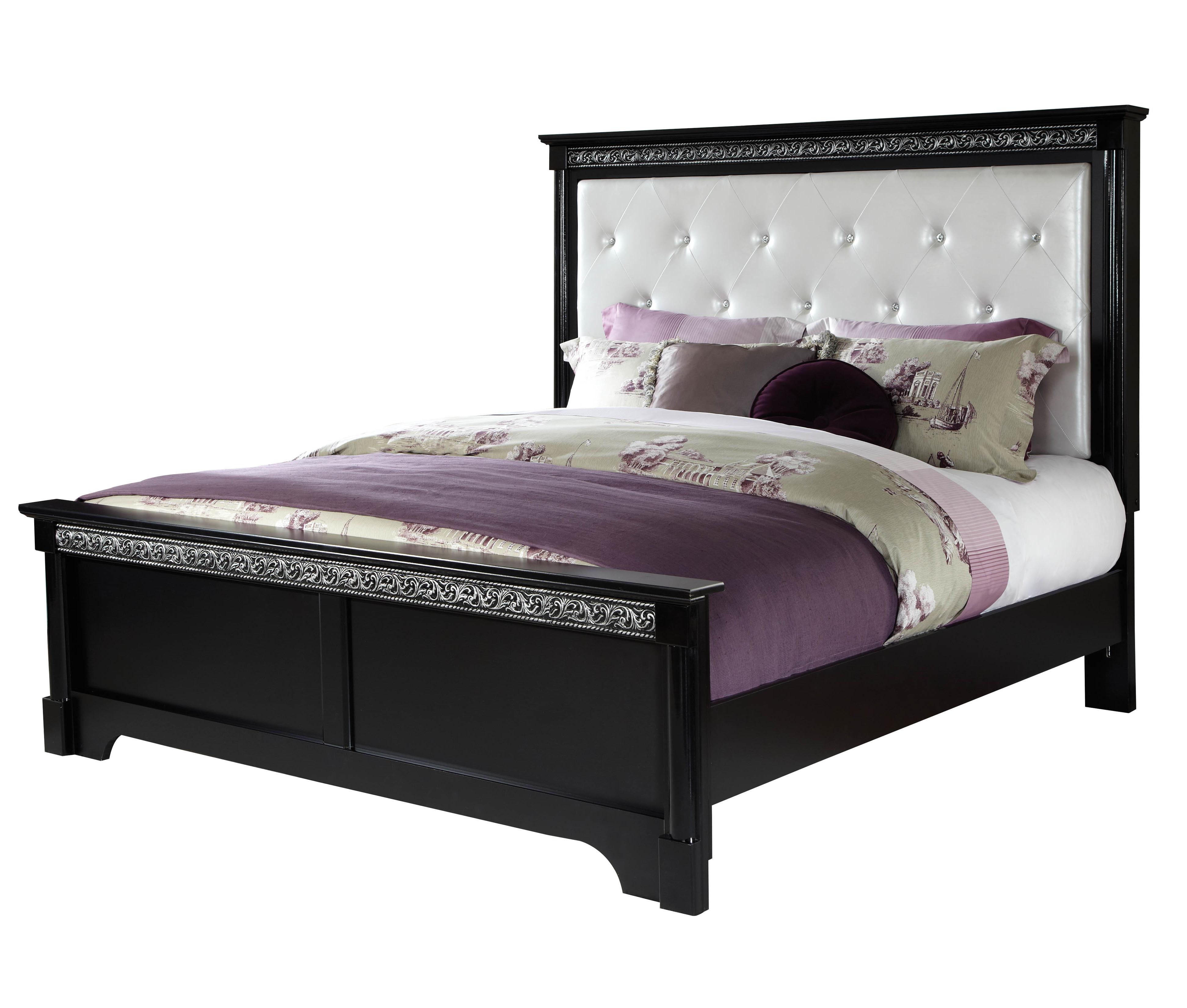 Zenith King Bed with Footboard and Upholstered Leatherette